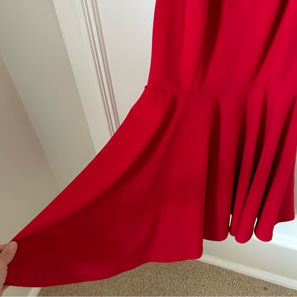 Lulus Cherry Red Mini Skater Dress Extra Small XS V-Neck Racerback - Picture 5 of 11